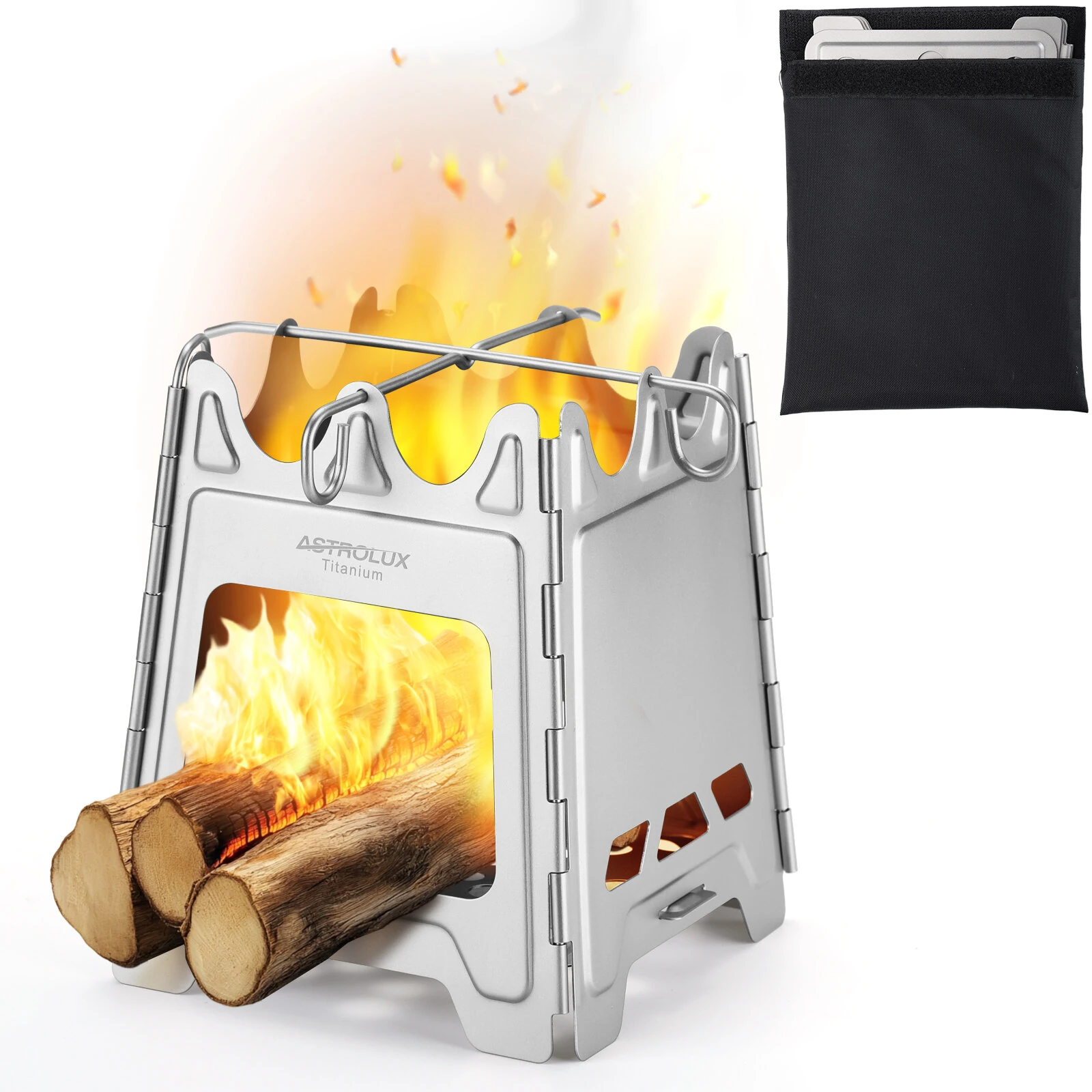 (image for) Astrolux® Ti-BS1 Titanium Backpacking Stoves Titanium Camping Stove Folding Wood Burning Stove Pocket Stove Portable Lightweight Backpacking Stove for Outdoor Camping Hiking Backpacking P